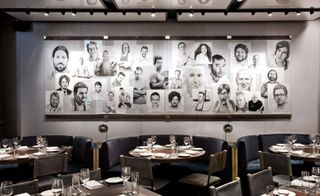 Restaurant with printed wall and tables