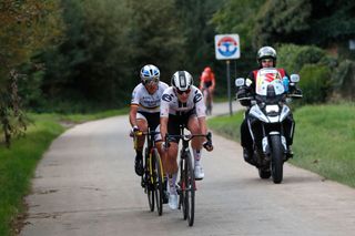 OUDENAARDE BELGIUM OCTOBER 18 Lisa Brennauer of Germany and Ceratizit WNT Pro Cycling Team Alison Jackson of Canada and Team Sunweb during the 17th Tour of Flanders 2020 Ronde van Vlaanderen Women Elite a 1356km stage from Oudenaarde to Oudenaarde RVV20 FlandersClassic on October 18 2020 in Oudenaarde Belgium Photo by Bas CzerwinskiGetty Images