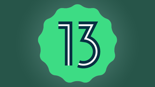 En bild på Android 13-logon i gröna nyanser.