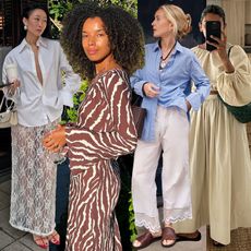 fashion collage featuring four style influencers including Caroline Lin, Fia Hamelijnck, Chloe Butler, and Monikh Dale wearing chic arm-covering summer outfit ideas with longer sleeves