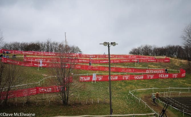A new section of course today has the riders descending switchbacks
