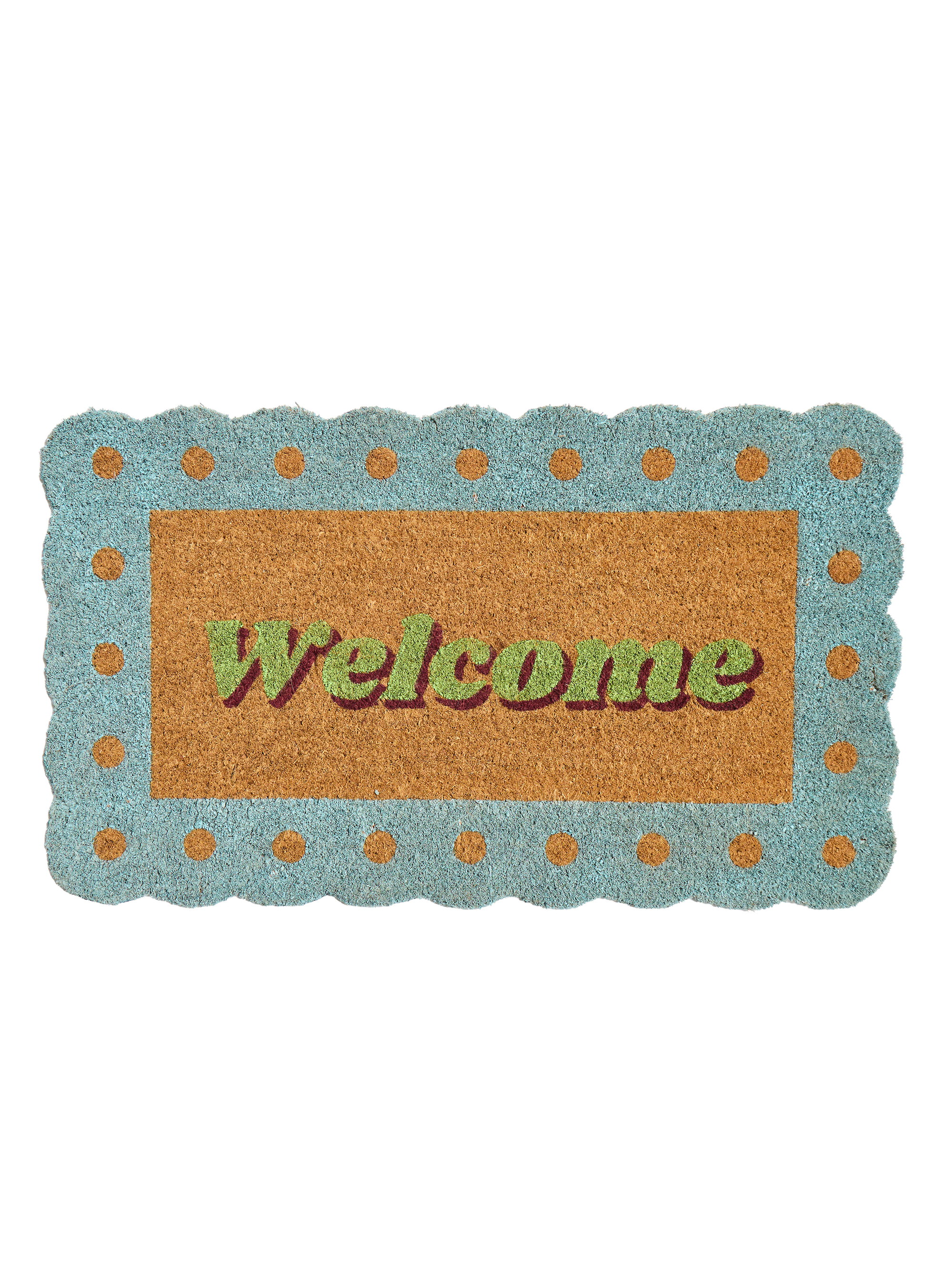 Blue Scalloped Welcome Doormat