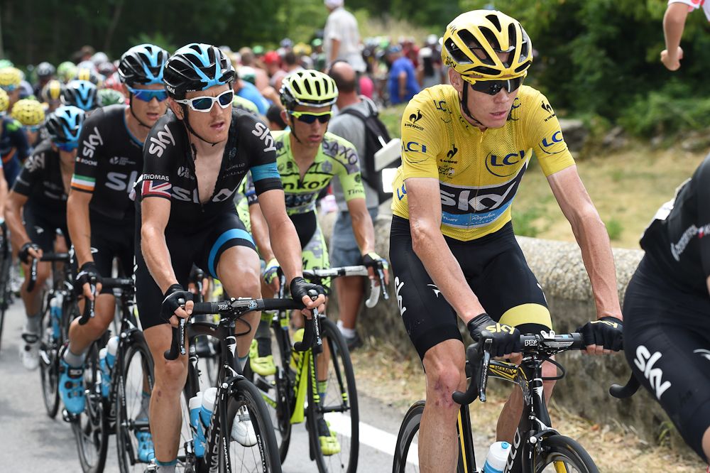 Chris Froome in the bunch during stage 15.