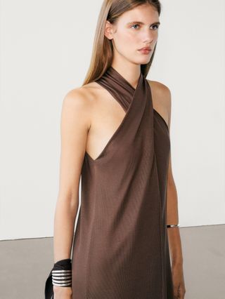 CROSSOVER HALTERNECK DRESS