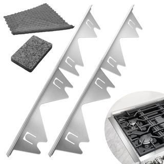 2 Pack Stainless Steel Stove Gap Covers Silver, Windspeed Stove Counter Gap Cover for Stove Gap Filler Gap Covers Between Stove and Counter Edge Gap Cover Length 13.8" to 27.6"