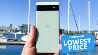 Google Pixel 6a with a Tom's Guide deal tag