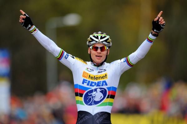 Zdenek Stybar celebrates his win.