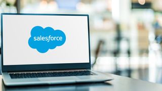 Salesforce logo on a laptop screen