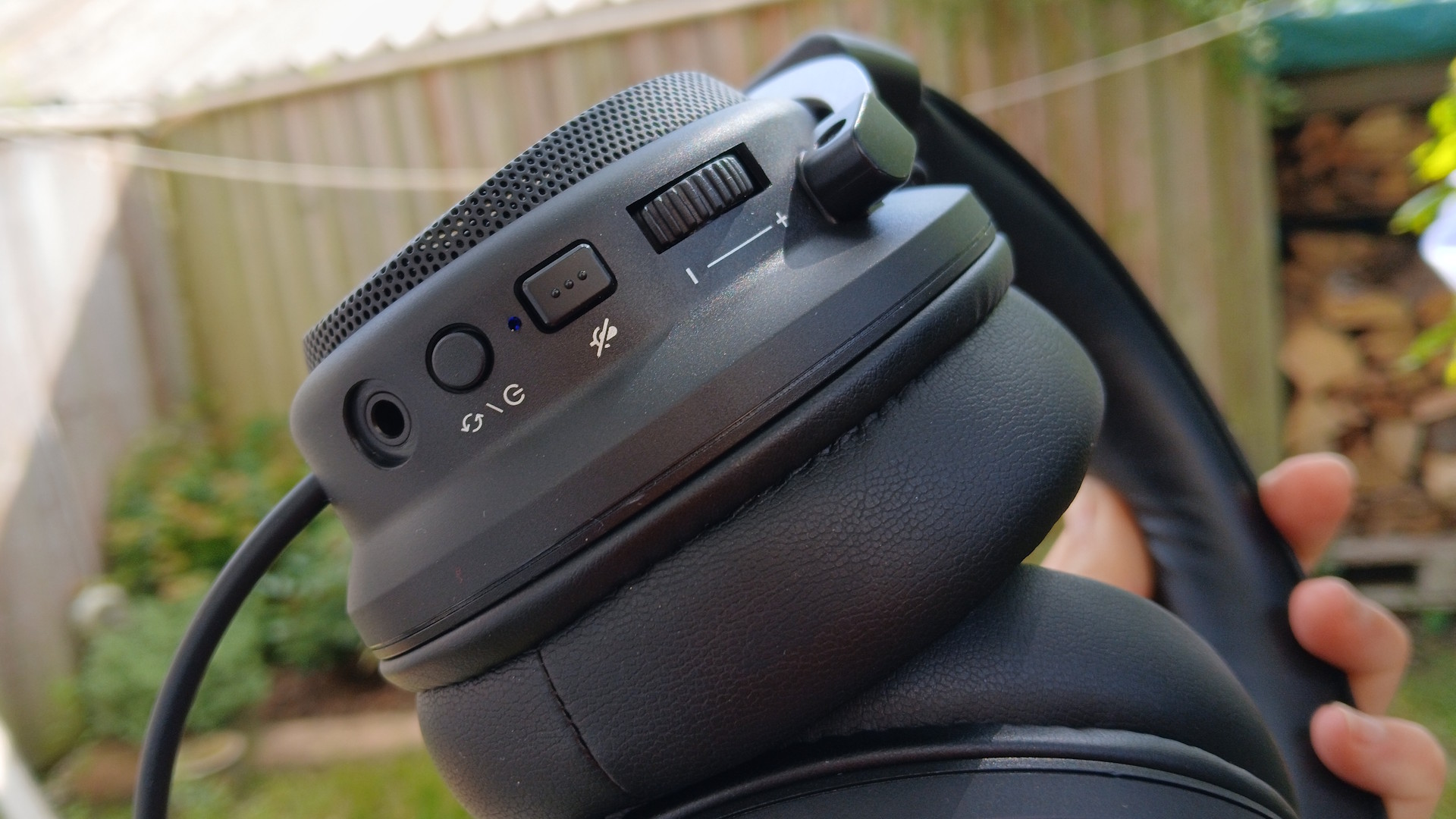 A PowerColor gaming headset outside and on its packaging.