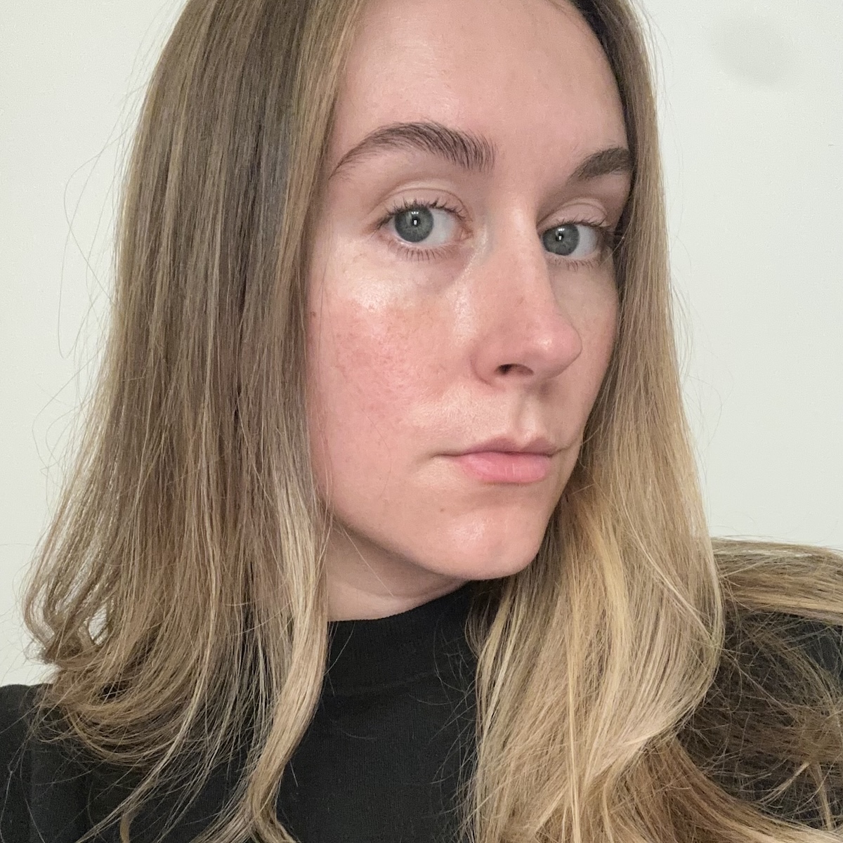 Beauty editor Kaitlyn McLintock after applying a Korean moisturizer