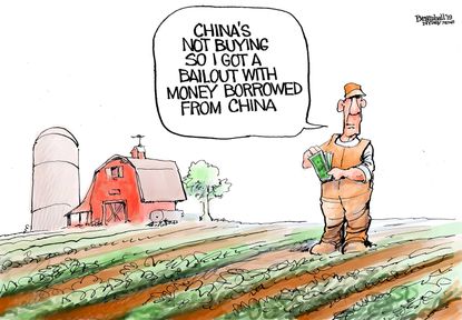 Editorial Cartoon U.S. farmers china Trump trade war