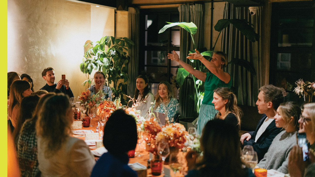 Group table shot of the Design, Directed dinner in March 2025