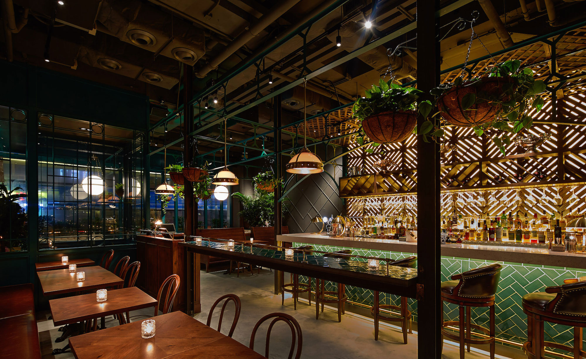 Bar area of the Optimist in Hong Kong, China