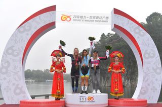 The podium of the Tour of Guangxi women's race