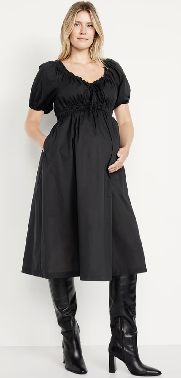 Old Navy, Maternity Puff-Sleeve Midi Dress (Was $54.99)