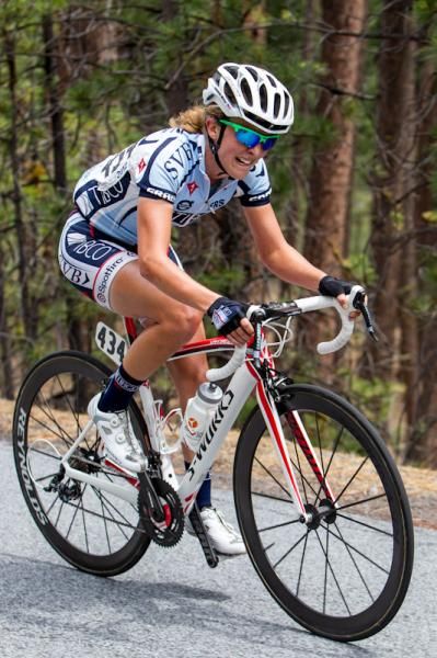 Amanda Miller (TIBCO) works her way up to the break.