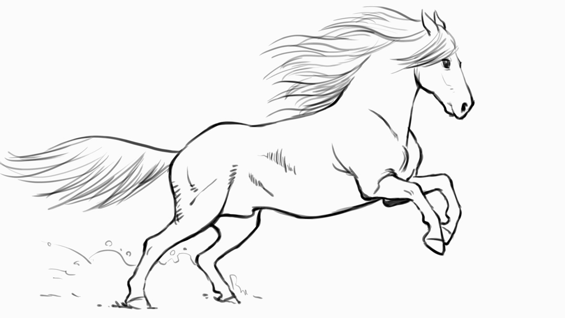 fallen horse sketch easy