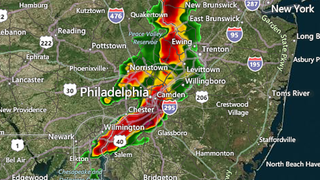 philadelphia rainfall, record-setting rainfall radar image