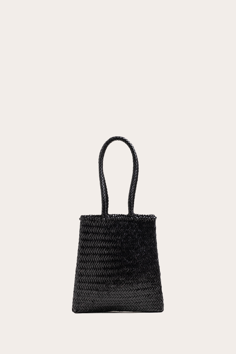 Flat Leather Basket Black