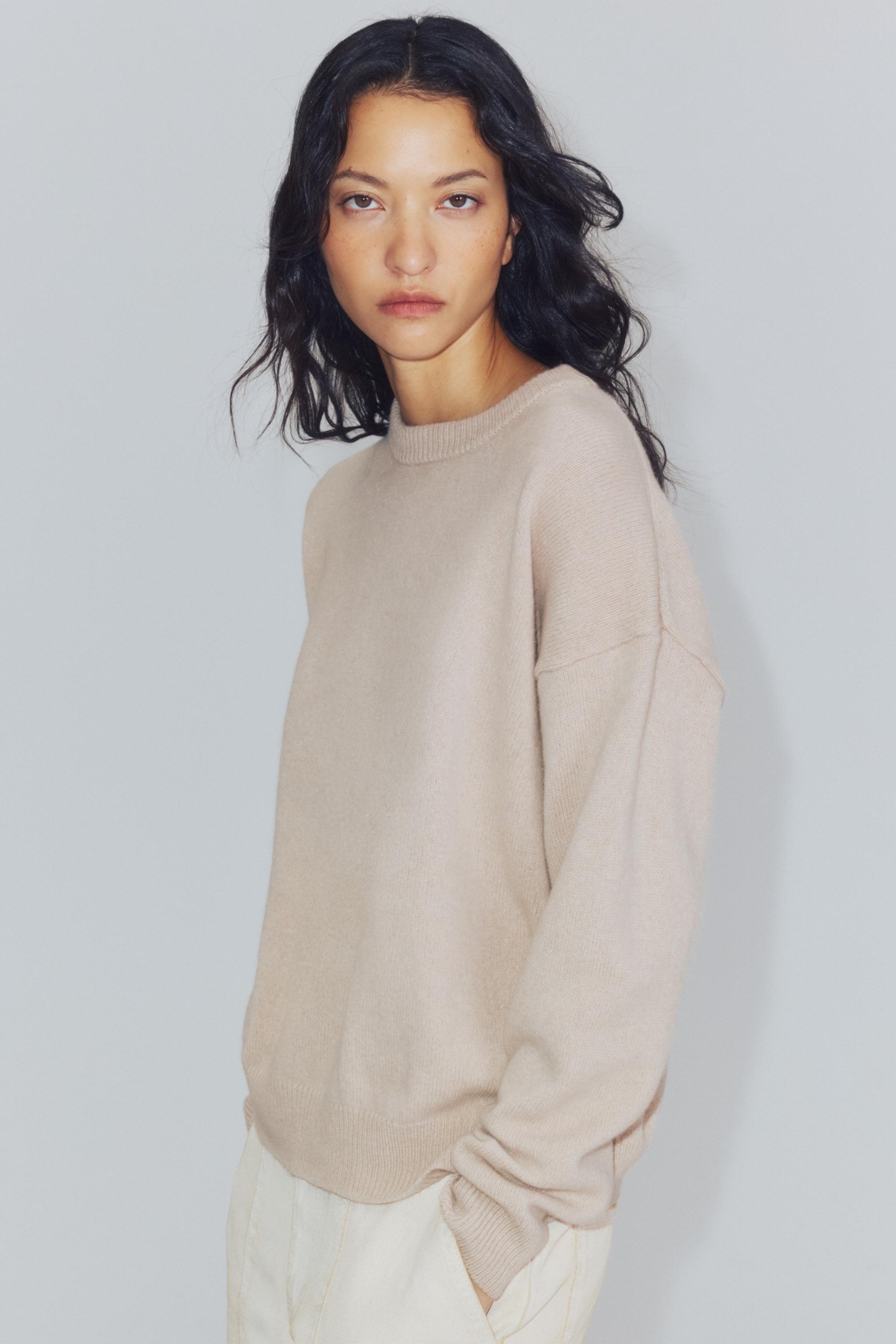Basic Cashmere and Wool Jumper - Ice - S