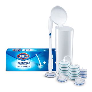 The Clorox toilet wand with a box and disposable wand heads