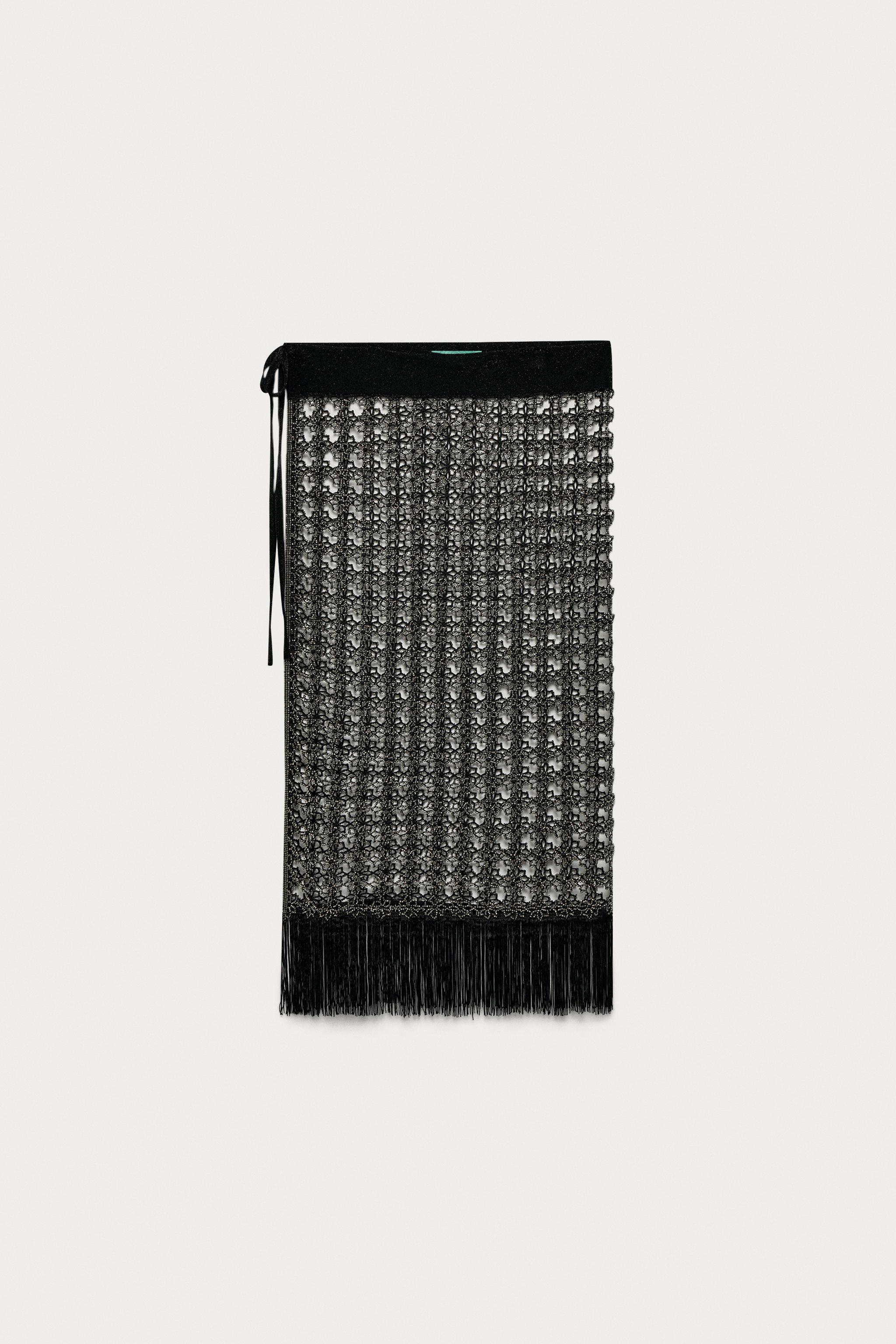 Openwork Beaded Fringe Pareo Marisa Berenson X Zara