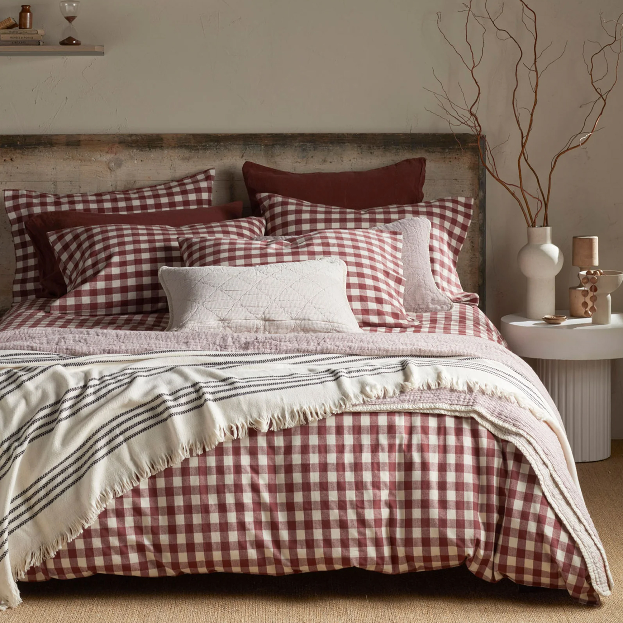 Brushed cotton bedding in a gingham check from the Secret Linen Store
