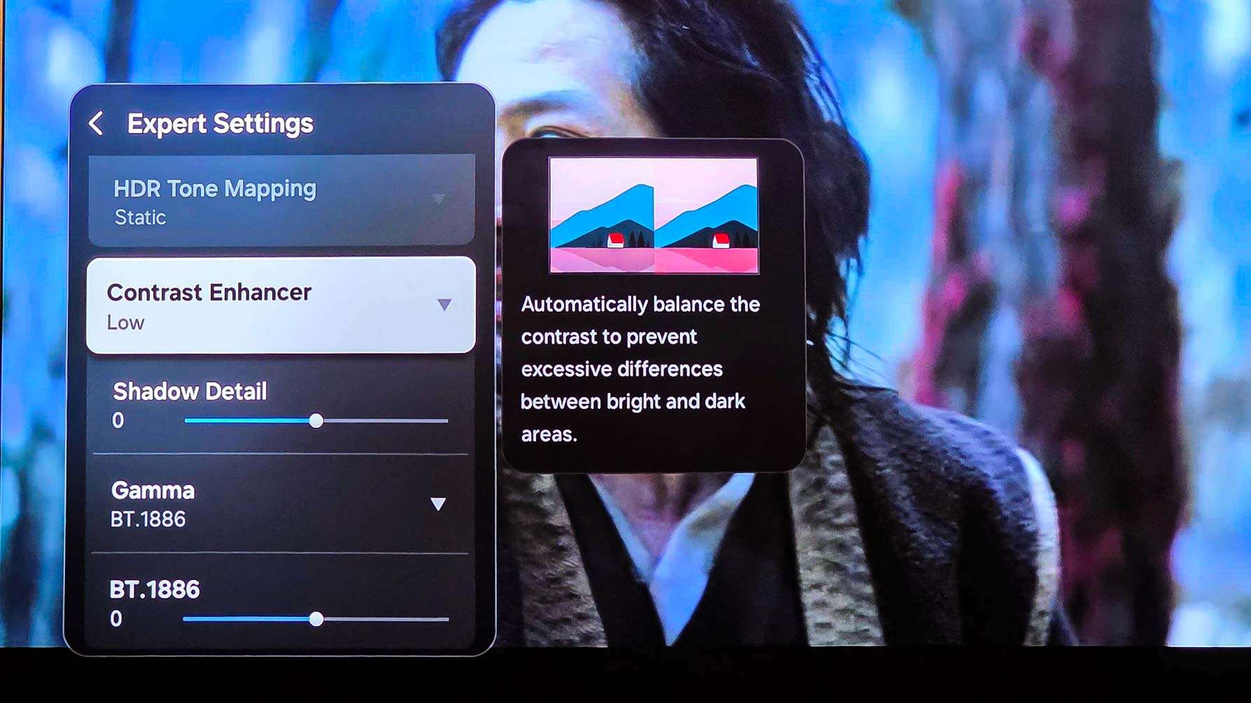 The Expert Settings menu on a Samsung QN990F TV.