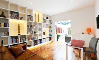 Remodelled semi-detached house with throughview and bookshelf storage
