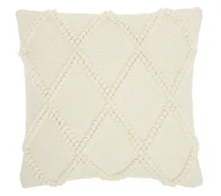 HomeRoots Ivory Textured Lattice Throw Pillow