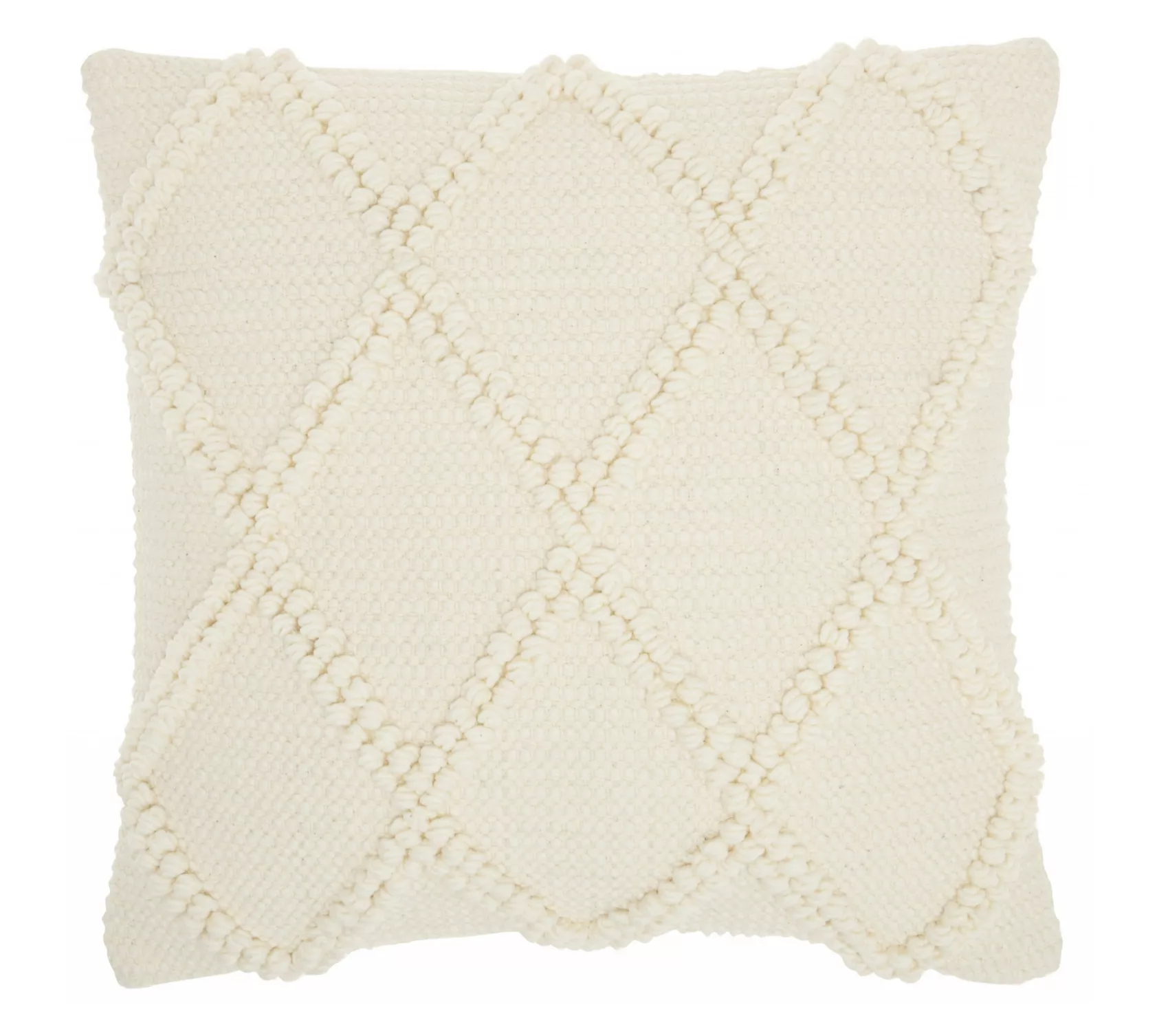 HomeRoots Ivory Textured Lattice Throw Pillow