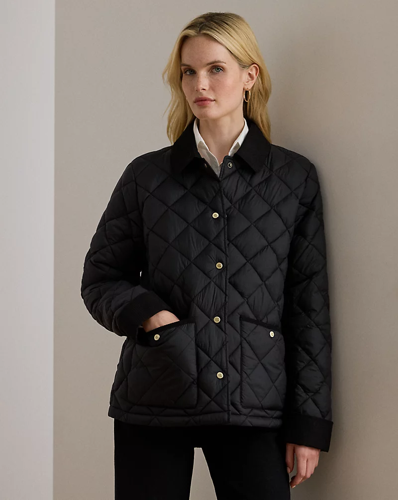 Corduroy Trim Quilted Barn Jacket