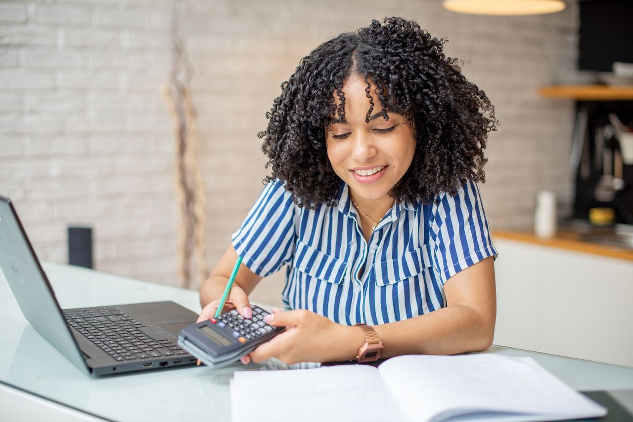 Woman managing her personal finances