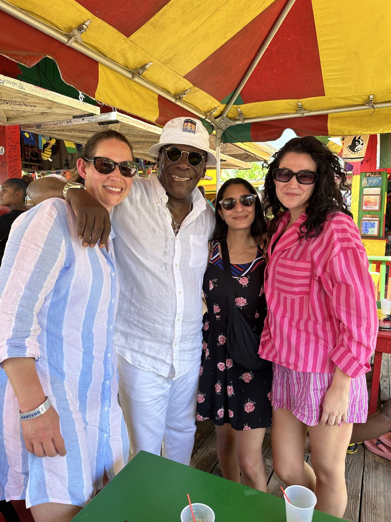 Mischa Anouk Smith with owner Llewellyn &ldquo;Sunshine&rdquo; Caines at Sunshine&rsquo;s Beach Bar
