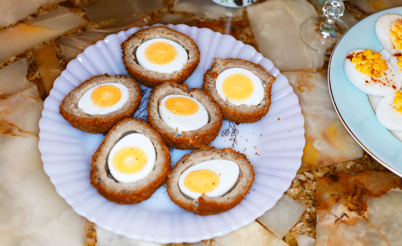 plate of scotch eggs