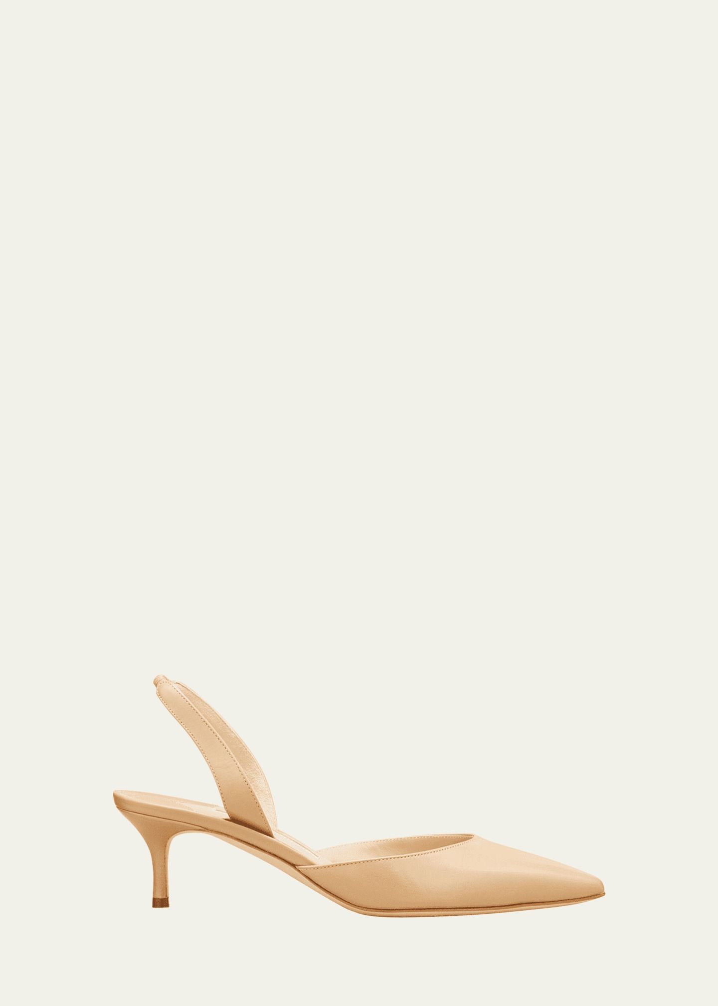 Manolo Blahnik, Carolyne Leather Low-Heel Slingback Pumps