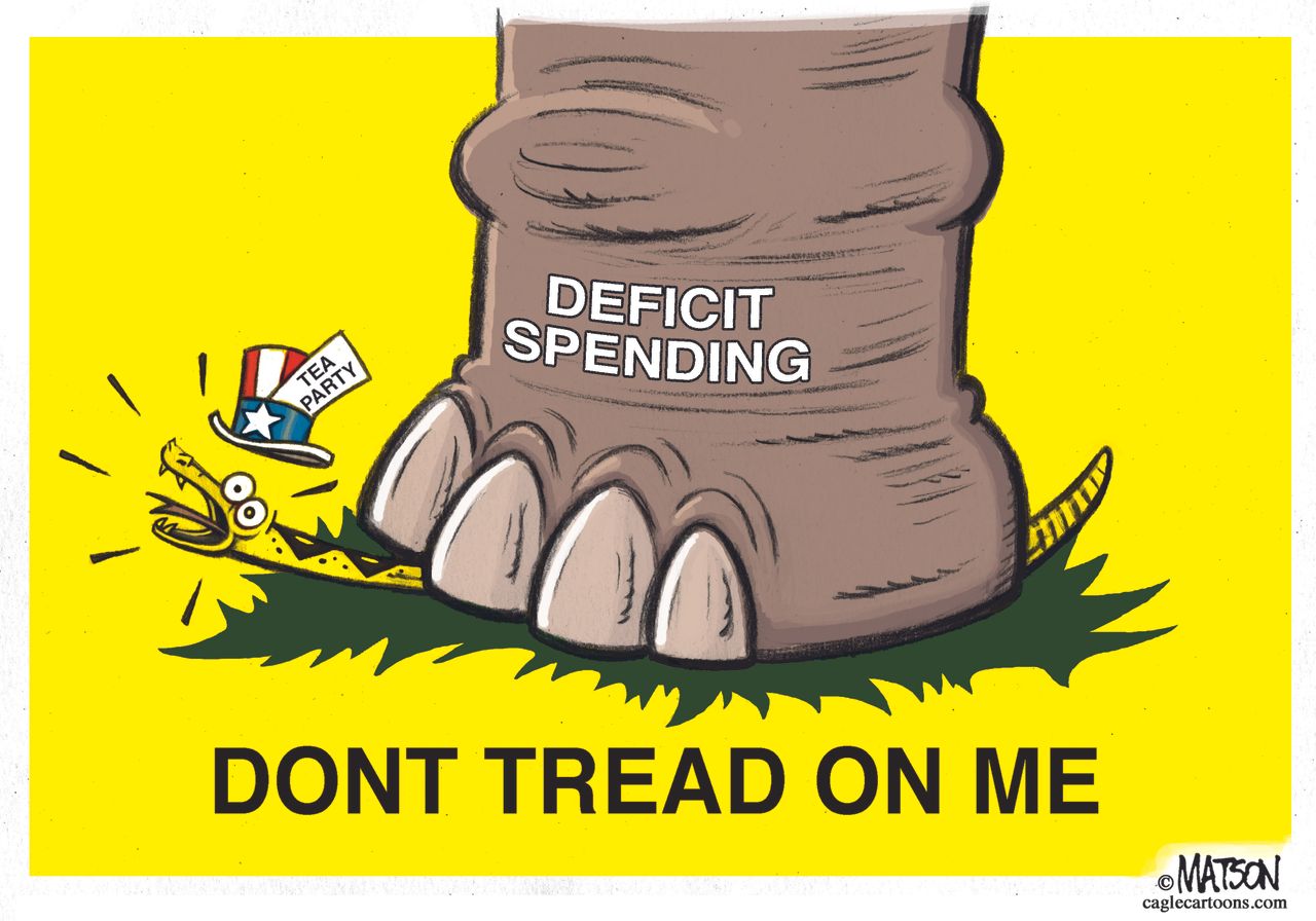 Political cartoon U.S. Tea Party deficit GOP budget plan