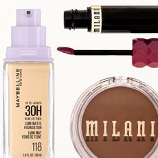 Drugstore beauty product collage