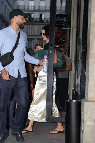 Kendall Jenner is seen leaving Kinu restaurant on August 2, 2024 in Paris, France.