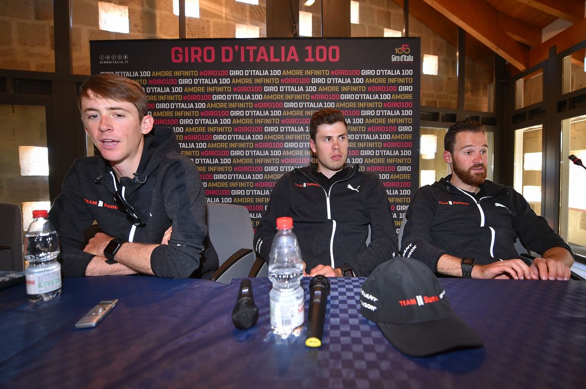 Phil Bauhaus with Sunweb teammates Chad Haga and Simon Geschke