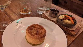 The chicken and ham pie is made in a beef dripping pastry