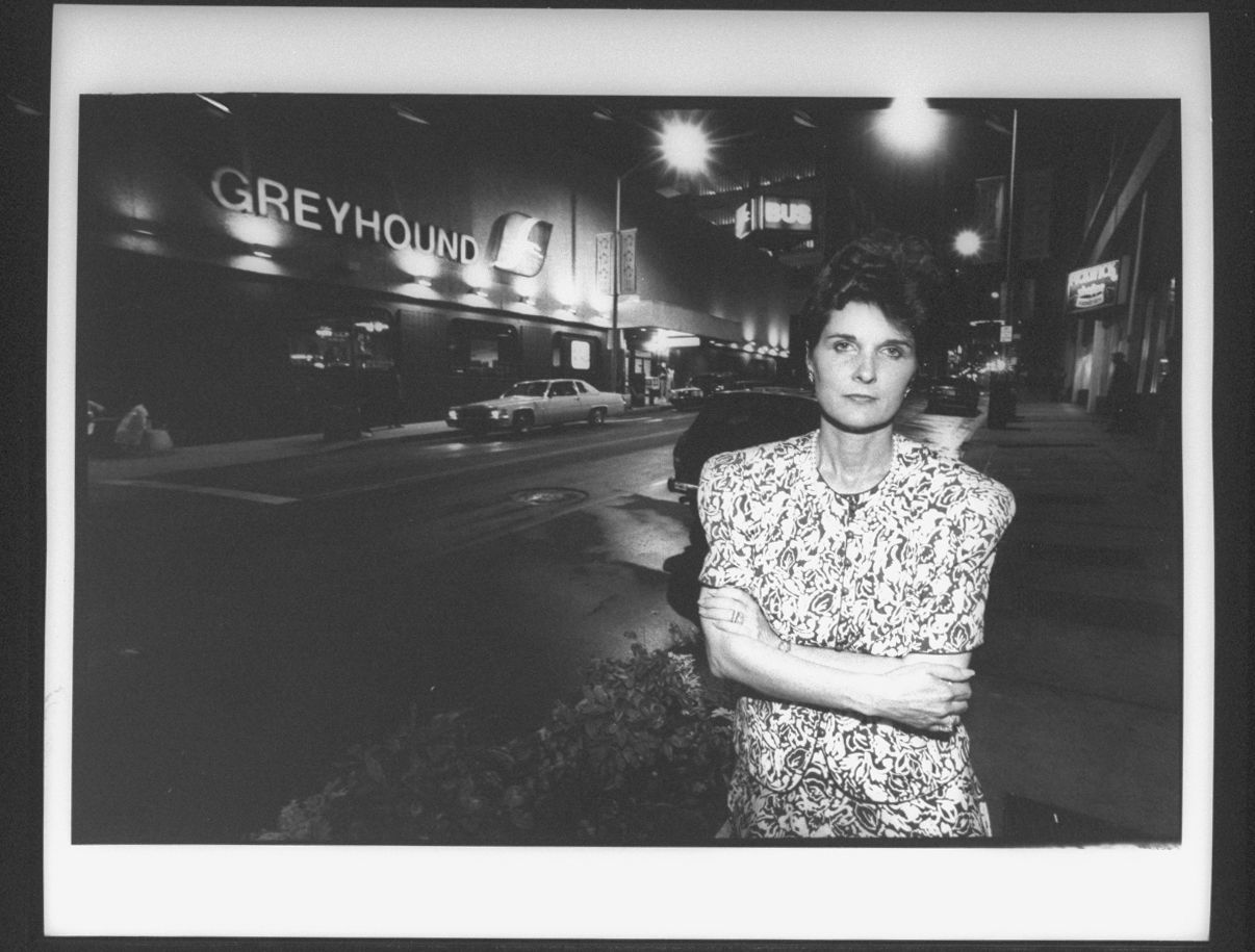 Faye Yager black and white shot outside from children of the underground on FX; archival footage