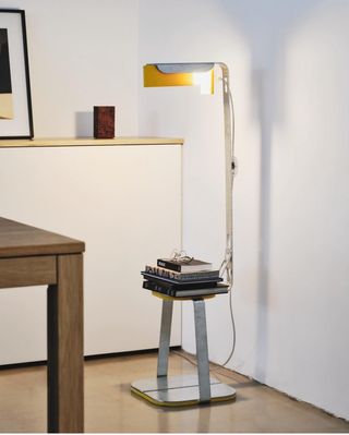 Lamp in galvanised steel and yellow Corian by Nifemi Marcus-Bello and Caliper