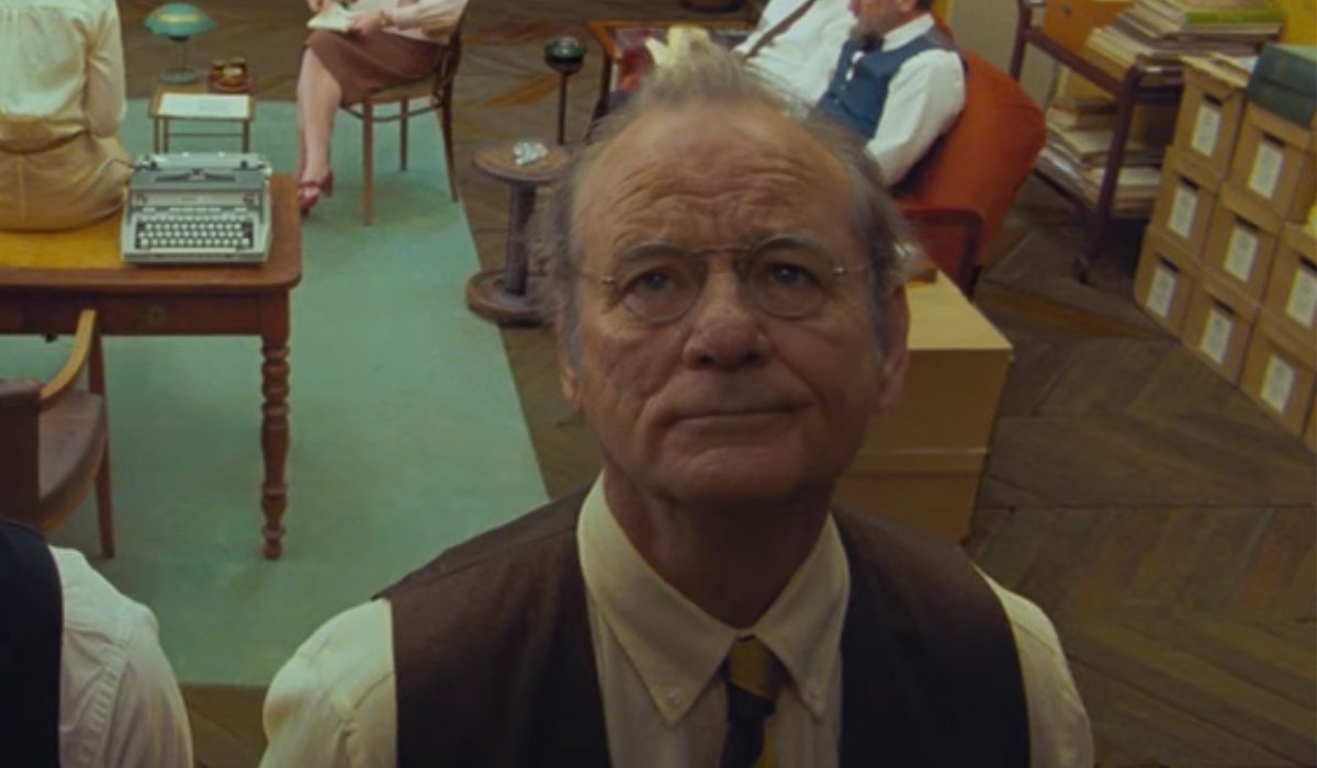 The French Dispatch Bill Murray looks glumly upward