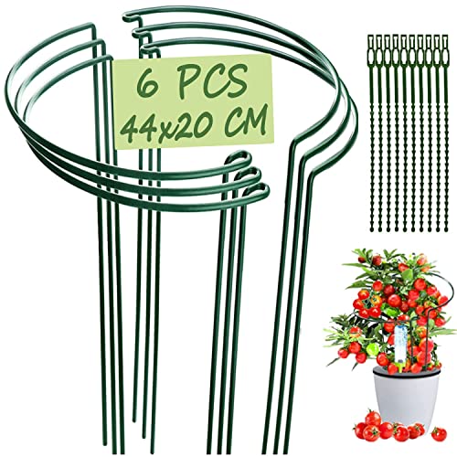 Vlyhgo 6pcs 44x20cm Plant Supports for Garden Half Round Ring Plant Support Large Metal Garden Supports for Tomatoes Tulips, Roses, Daisies, Lavender