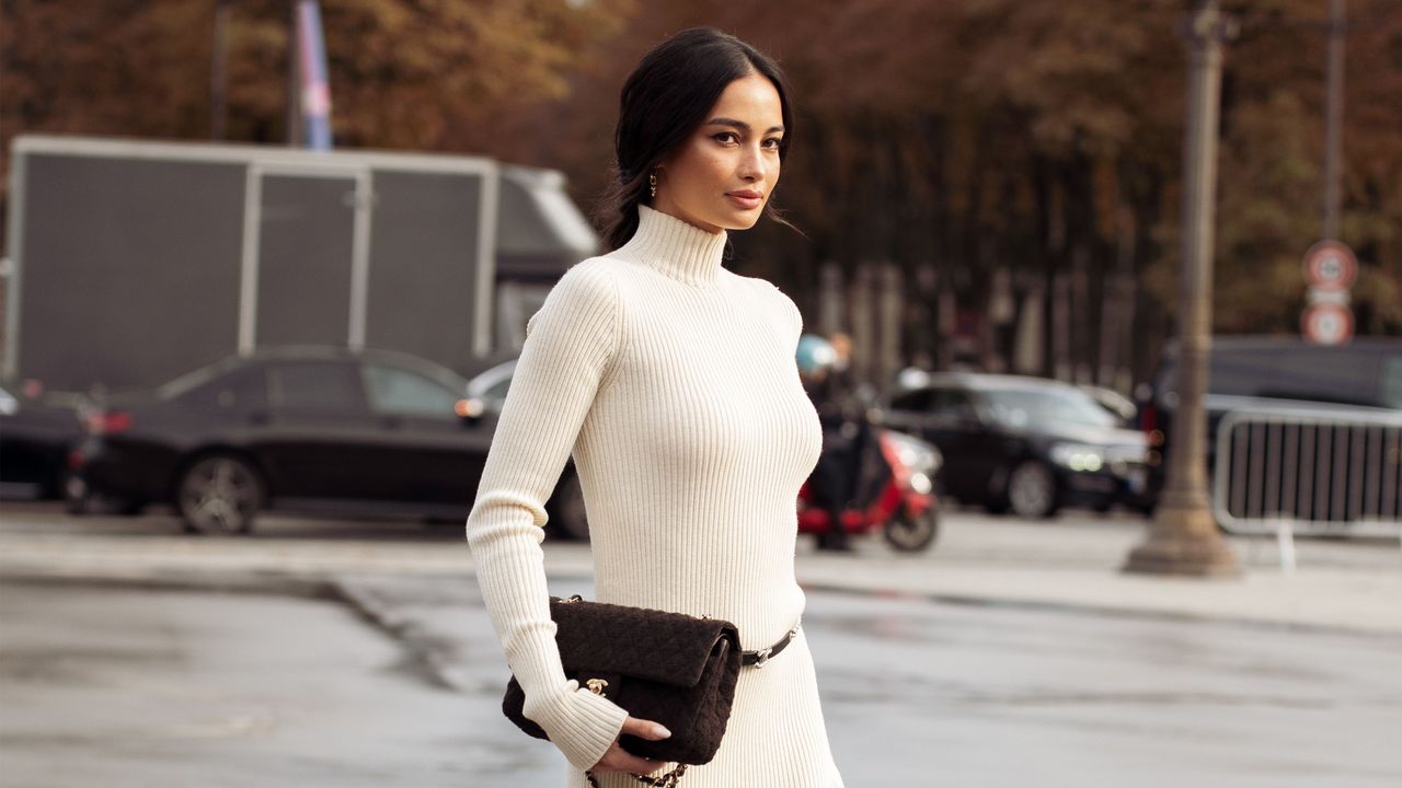 White turtleneck outfit