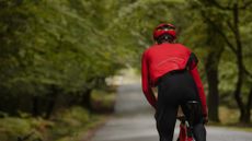 Image shows a person riding on a false flat