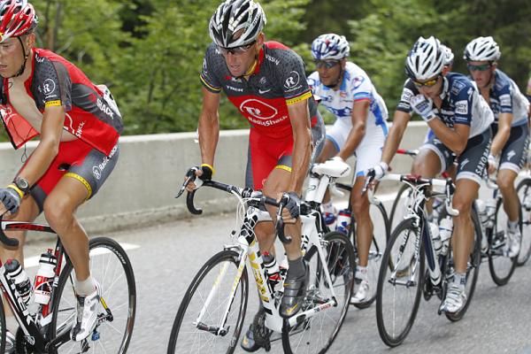 Lance Armstrong (RadioShack) stands up on the pedals