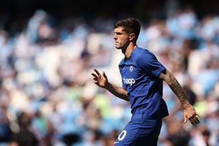 Christian Pulisic in action for Chelsea against Manchester City in May 2023.