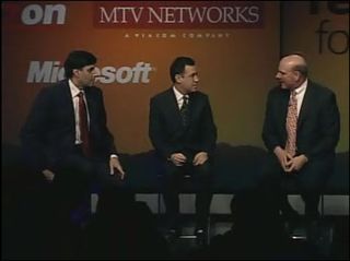 An on-stage discussion took place between Steve Ballmer and Verizon CIO Shaygan Kheradpir (left) and MTV Networks COO Michael Wolf to talk about the corporate advantages of the new business applications.